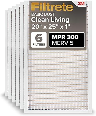 Filtrete 20x25x1 Air Filter MERV 5, 6-Pack AC Furnace HVAC Filters