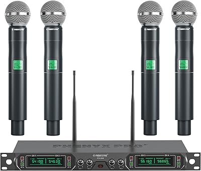 Wireless Microphone System, 4-Channel UHF Wireless Mic (PTU-5000-4H)