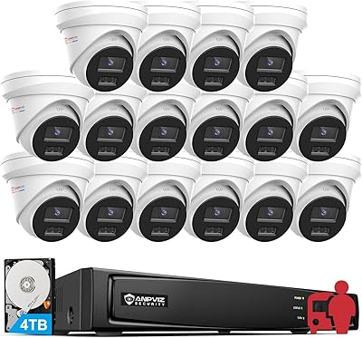 16CH 4K PoE Security Camera System Commercial, 16pcs H.265+ Wired 8MP IP Cameras